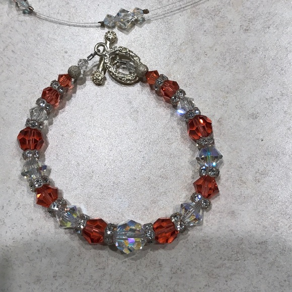 Swarovski crystal necklace , bracelet , earrings - Picture 2 of 5